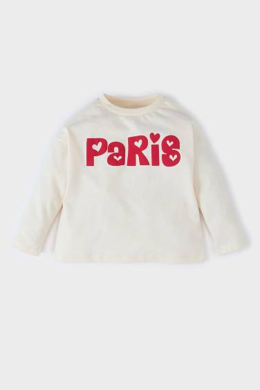 Baby Girl Crew Neck Printed Long Sleeve T-Shirt