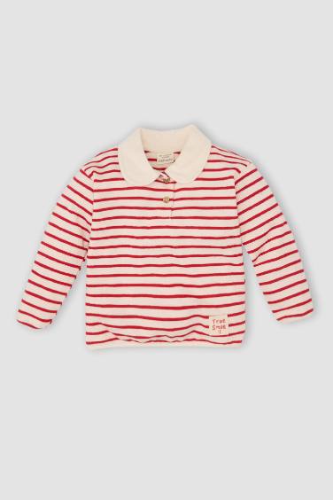 Baby Girl Collar Striped Sweatshirt