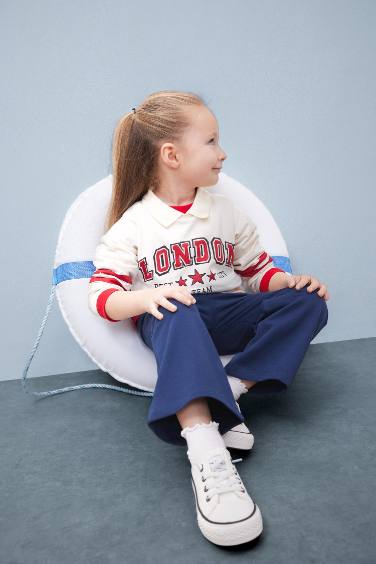 Baby Girl Printed Sweatshirt Wide Leg Sweatpants 2 Piece Set