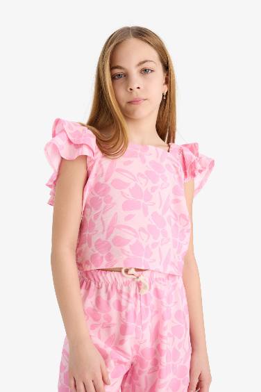 Blouse imprimée à manches courtes pour fille