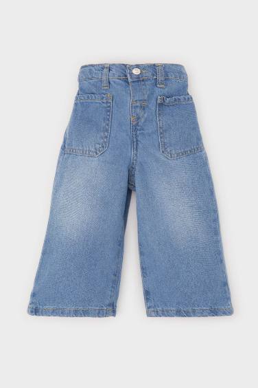 Kız Bebek Wide Leg Geniş Bol Paça Jean Pantolon