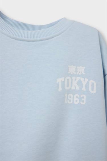 Baby Boy Oversize Fit Slogan Print Sweatshirt