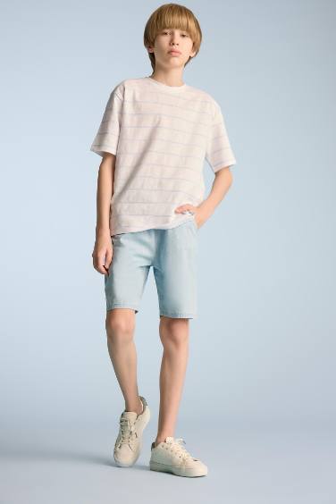 Elastic Band Denim Shorts