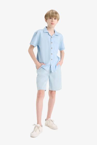 Elastic Band Denim Shorts