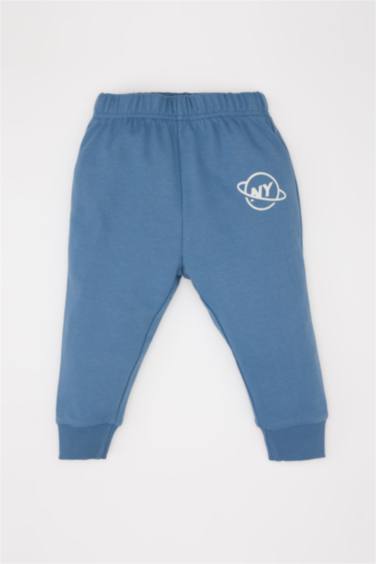 2'li Takım Baskılı Sweatshirt Beli Lastikli Eşofman Altı Erkek Bebek