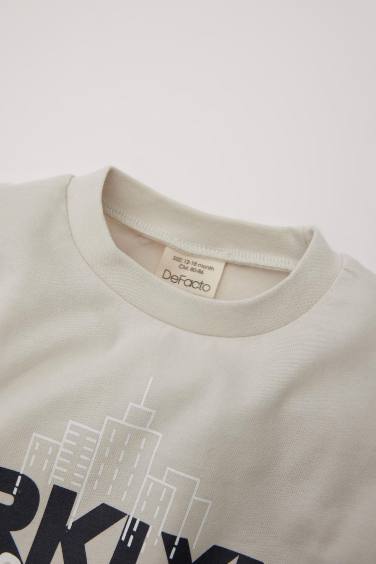 T-shirt imprimé à col rond et manches longues pour bébé garçon