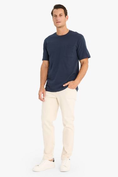 New Regular Fit Crew Neck Short Sleeve Basic Pique T-Shirt