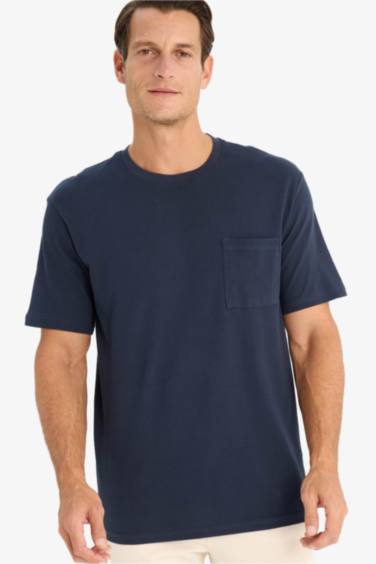 New Regular Fit Crew Neck Short Sleeve Basic Pique T-Shirt