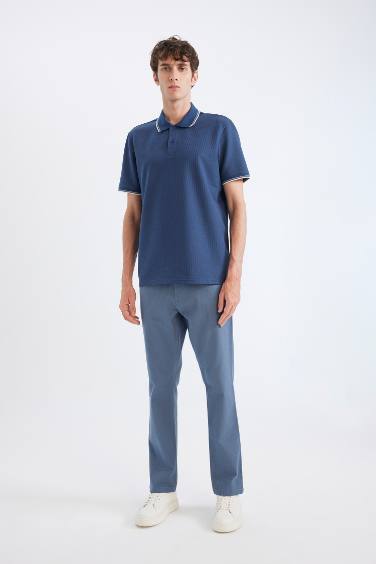Regular Fit Short Sleeve Waffle Polo Shirt