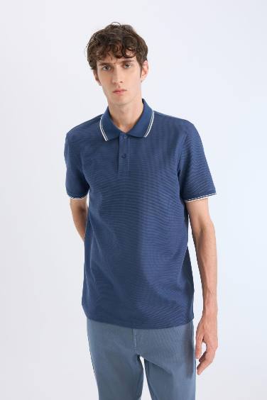 Regular Fit Short Sleeve Waffle Polo Shirt