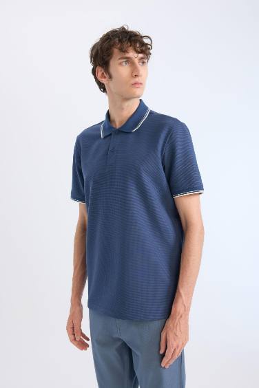 Regular Fit Short Sleeve Waffle Polo Shirt