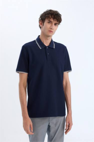 Regular Fit Short Sleeve Waffle Polo Shirt