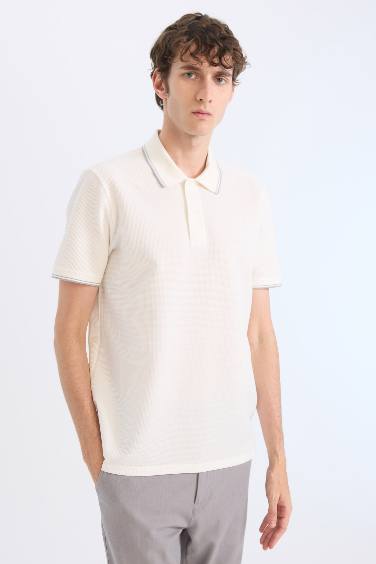 Regular Fit Short Sleeve Waffle Polo Shirt