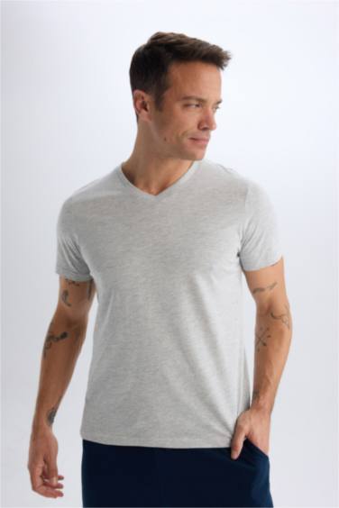 New Regular Fit V-Neck Short Sleeve T-Shirt