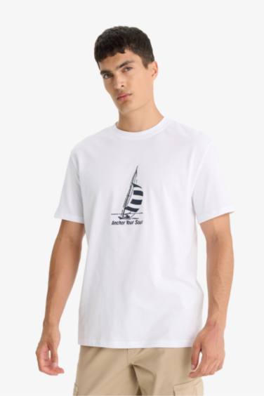 New Regular Fit Crew Neck Printed Short Sleeve T-Shirt