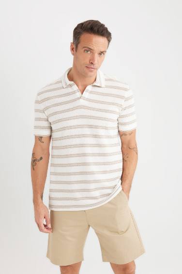 Regular Fit Striped Short Sleeve Polo T-Shirt