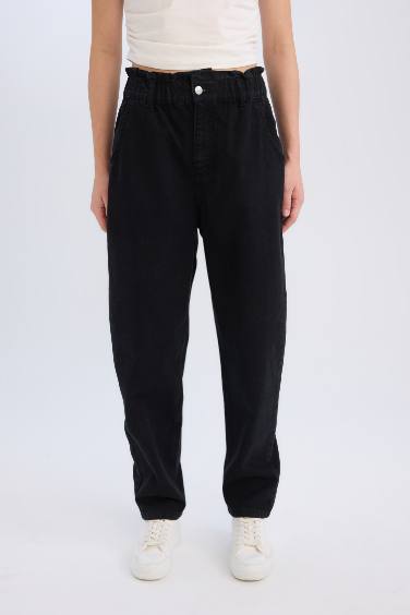 Paperbag Fit Regular Hem Jean Trousers