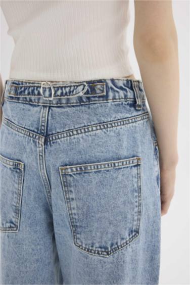 Baggy Fit Yüksek Bel Düz Paça Uzun Jean Pantolon