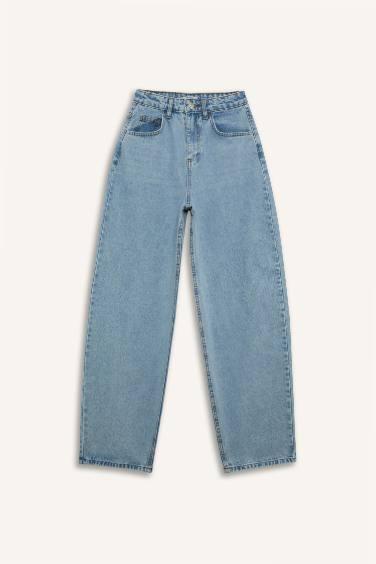 Baggy Fit High Waist Straight Leg Long Jeans