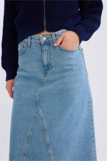 Long Fit Denim Skirt