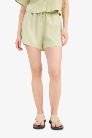 Regular Fit Linen Blended Normal Waist Short Leg Shorts