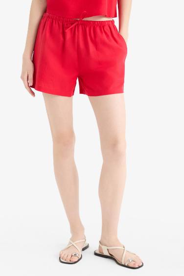 Шорты со стандартной посадкой, нормальной талией и короткими штанинами из смеси льна