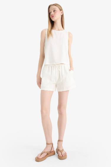 Укороченные шорты Coool Regular Fit из льняной смеси с средней посадкой