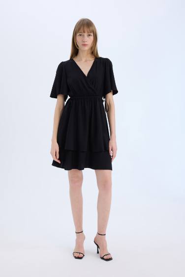 Платье с запахом, короткий рукав, марокканский стиль