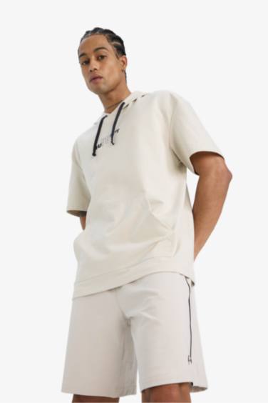 DeFactoFit Standard Fit Hooded Printed Sports T-Shirt