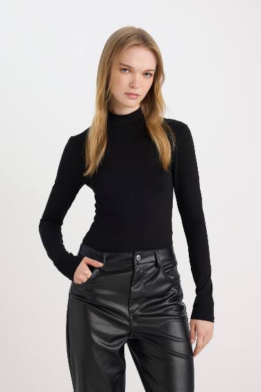 Half Turtleneck Basic Long Sleeve Bodysuit