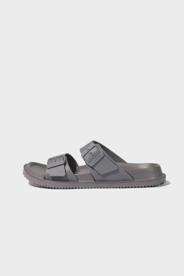 شبشب رجالي إيفا بكعب مسطح بشريط مزدوج رمادي