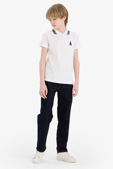 Рубашка-поло с короткими рукавами из пике с вышивкой, для мальчиков