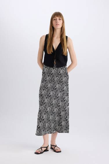 Юбка макси A-силуэта с принтом и нормальной талией в марокканском стиле