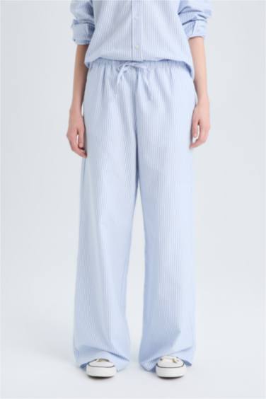 Coool брюки с широкими штанинами, полосками и высокой талией из оксфордской ткани