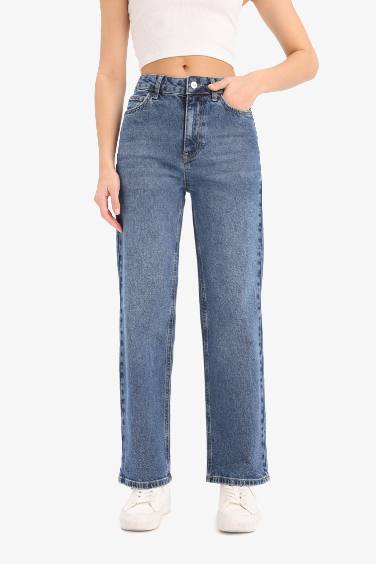 Comfort Straight Fit High Waist Ankle Length Washed Jeans