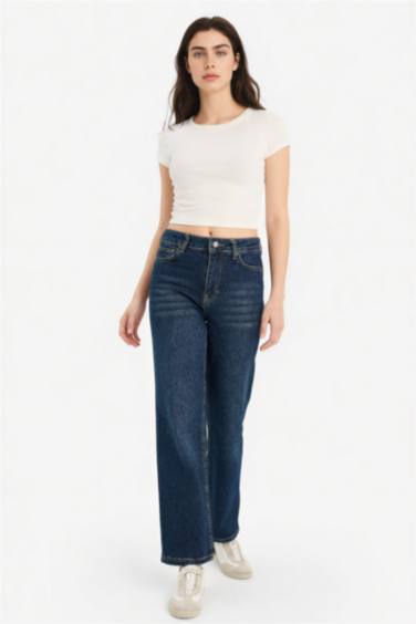 Comfort Straight Fit High Waist Ankle Length Jeans