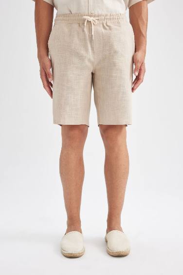 Short Bermuda en coton à taille élastique et poches
