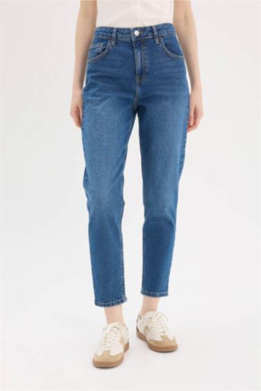 Lina Comfort Mom Normal Waist Straight Leg Washed Jeans