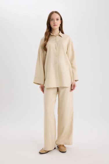 Relax Fit Linen Blend Long Sleeve Tunic