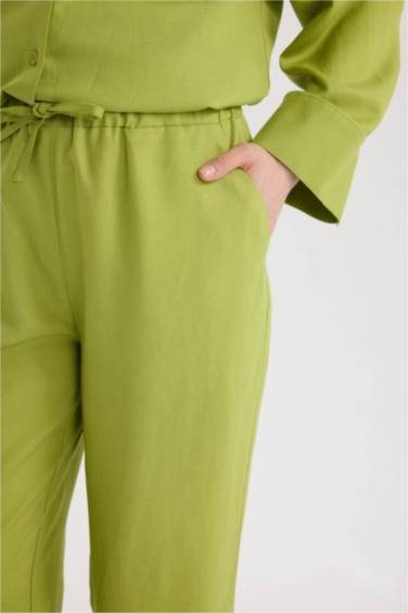 Wide Leg Linen Blend Trousers