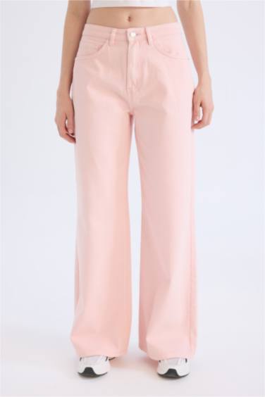 Брюки Wide Leg с высокой талией, стандартной длины, габардин