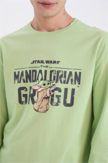 Star Wars-Mandalorian Pijama Takımı Regular Fit Uzun Kollu Üst Beli Lastikli Uzun Alt