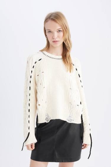 Oversize Fit Crew Neck Knitwear Pullover