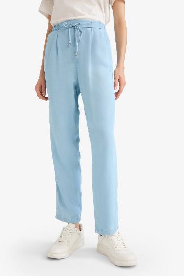 Брюки Pull On Carrot Fit из тенселя с высокой посадкой и стиральным эффектом