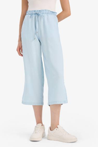 Брюки Pull On Culotte из тенселя с высокой посадкой и стиральным эффектом
