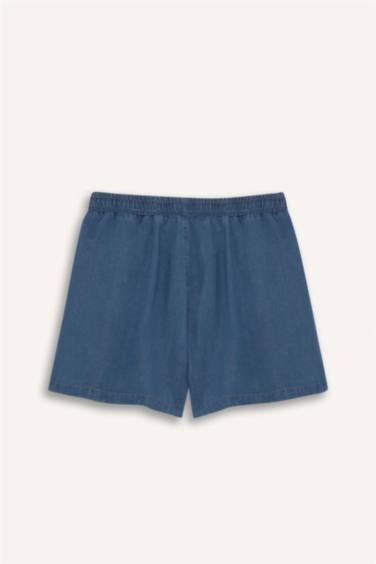 Yüksek Beli Lastikli Akışkan Kumaş Şort - Görsel 9