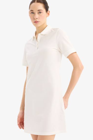 Coool поло жаға қысқа жеңді Қысқа жеңді трикотаж көйлек