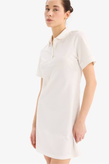 Coool поло жаға қысқа жеңді Қысқа жеңді трикотаж көйлек