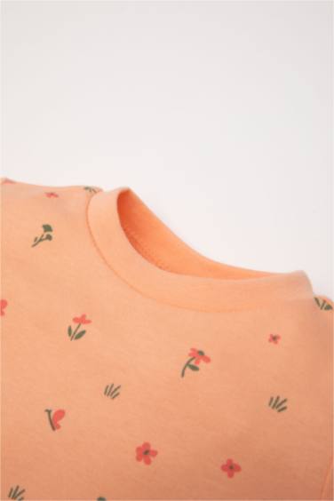 Pijama Takımı Çiçekli Uzun Kollu Üst Uzun Alt Kız Bebek