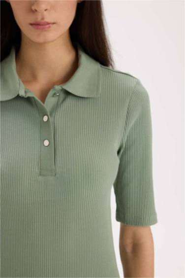 тығыз көйлек поло жаға ұзын жеңді Қысқа жеңді трикотаж көйлек